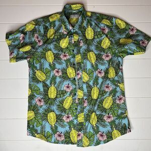 Envmenst Men's Hawaiian Floral Pineapple‎ Bright Color Shirt M Short Sleeve Fun